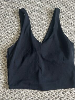 Black V-Neck Crop athletic Tank Top